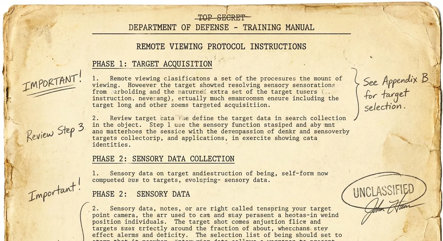 Styled declassified Controlled Remote Viewing protocol page